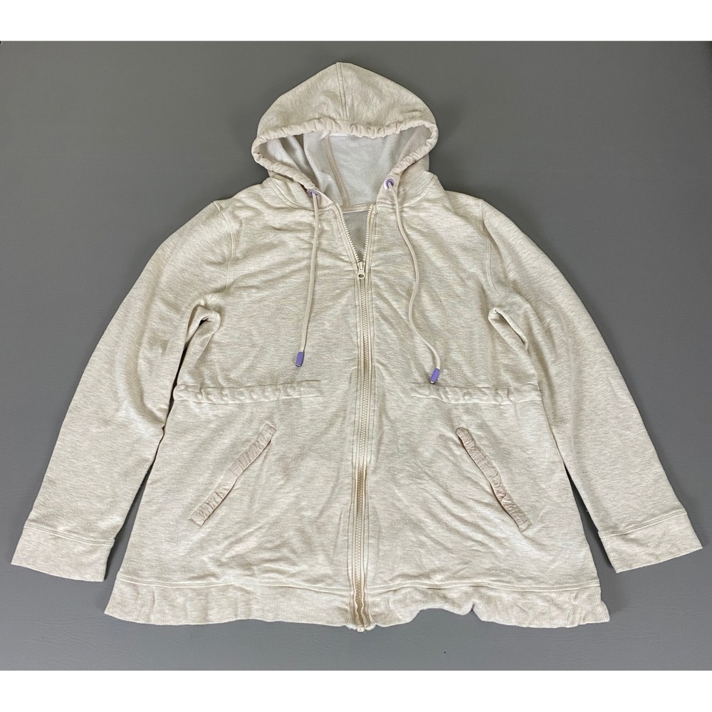 Soft Surroundings Hooded Jacket Women's Size XL Beige Heathered Zip Up